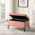 thumbnail image 3 of HomePop Medium Storage Bench with Metal Legs, 32"W x 16.5"D x 17.5"H, Blush Velvet, 3 of 12