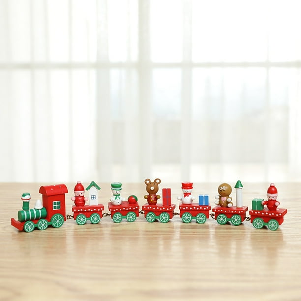 Adorno de tren navideño de madera Decoración navideña Regalo de Papá Noel Juguetes Manualidades Mesa Deco Navidad Navidad 2021 Año Nuevo