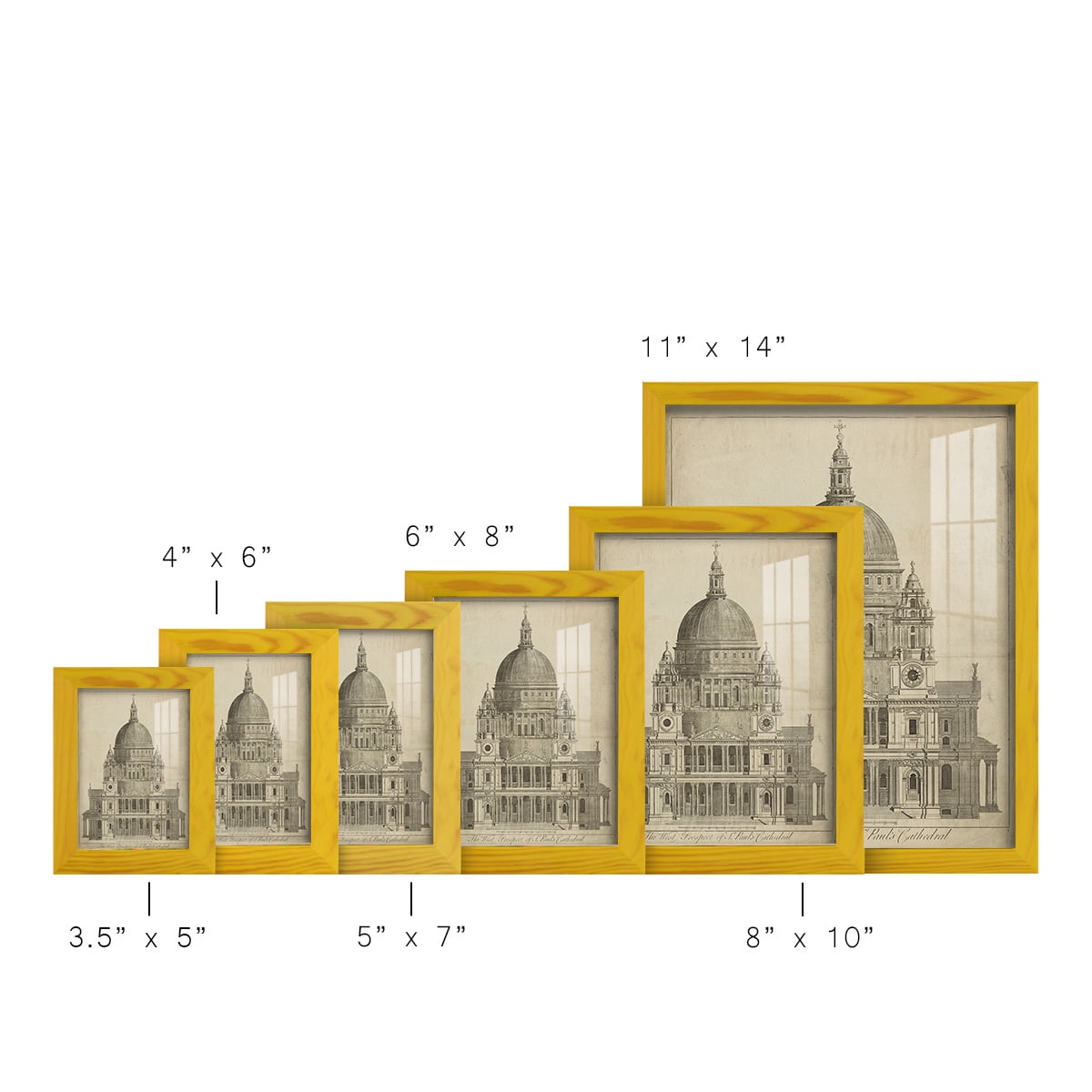 St. Paul's Cathedral -Framed Print w/glass-Sunflower Yellow