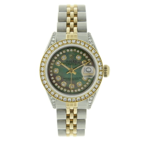 Rolex Mother Of Pearl Bracelet - Pre-owned Rolex Ladies Datejust Blue mother of pearl Diamond Dial & Bezel Two Tone 26mm