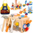 thumbnail image 1 of Juego de herramientas TONZE Kids con delantal, banco de herramientas de madera, 39 piezas, 2 a 4 años, 1 of 8