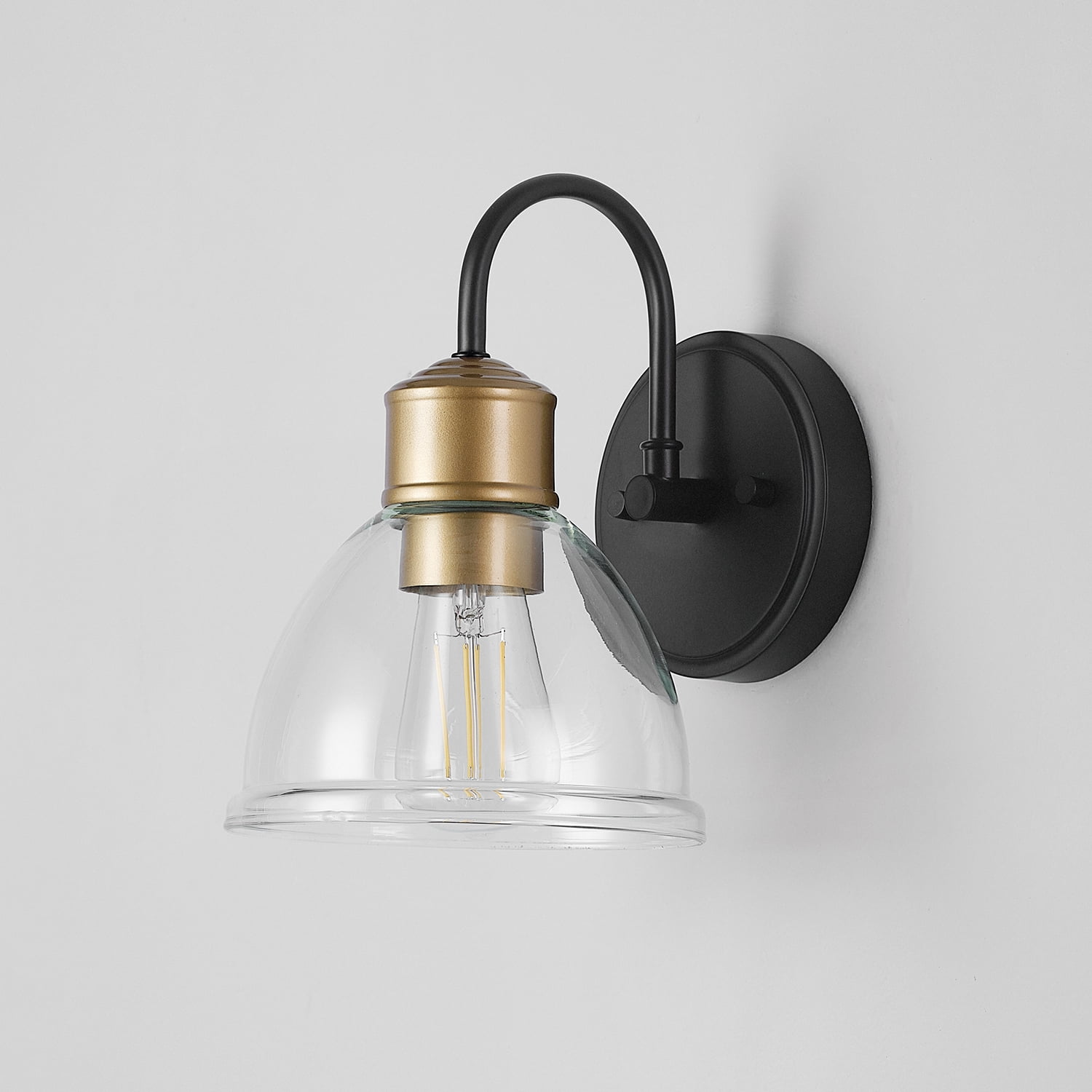 Better Homes & Gardens Wall Light Sconce, Burnished Brass and Matte Black  Finish