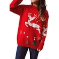 thumbnail image 5 of Suéter feo de Navidad para mujer Jersey de punto lindo impreso cuello redondo suéteres jerseys, 5 of 5