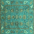 thumbnail image 1 of Ahgly Company Indoor Square Oriental Turquoise Blue Traditional Area Rugs, 6' Square, 1 of 4