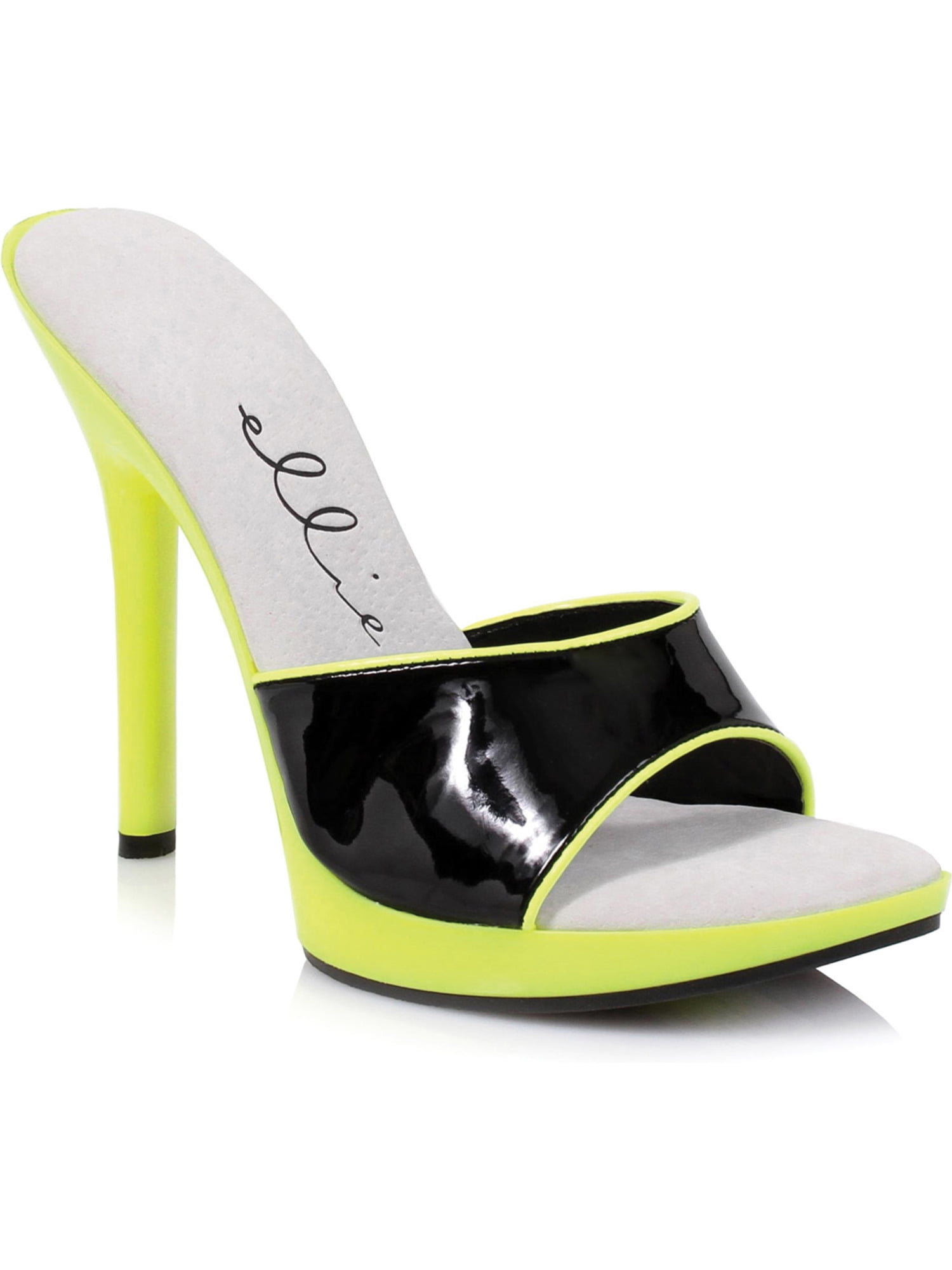 black and neon yellow heels