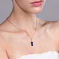 thumbnail image 2 of Gem Stone King 18K Rose Gold Plated Silver Blue Created Sapphire Pendant Necklace for Women (3.27 Cttw, Gemstone September Birthstone, Oval 8x6MM, with 18 inch Chain), 2 of 3