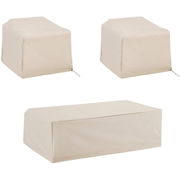 Crosley Furniture Ensemble de Conversation en Vinyle pour Patio 3 Pcs en Beige