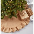 thumbnail image 4 of Saro Lifestyle Ruffled Jute Christmas Tree Skirt Red 53", 4 of 5