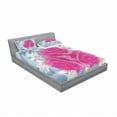thumbnail image 3 of Ambesonne Nature Fitted Sheet & Pillow Sham Set, Graphic Roses and Lilies, Twin, Fuchsia Blue, 3 of 3
