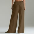 thumbnail image 4 of APEXFWDT Women's Cotton Linen Wide-Leg Pants Casual Loose Pleated Front Trousers Elastic Waist Palazzo Trousers with Pockets,L,Coffee, 4 of 8