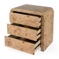 thumbnail image 3 of Pemberly Row Modern 3 Drawer Burl Wood Curved Chest - Light Burl, 3 of 10