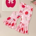 thumbnail image 3 of enyan Toddler Baby Girl Back To School Outfit Apple Short Sleeve Shirt Top Ruffled Long Pent Set Cute Girls Summer Clothes Pink,2-3 Years, 3 of 4