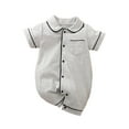 thumbnail image 3 of Baby Girl Onesies Short Sleeved Pajamas Clothing Spring Baby Home Bag Crawling Cotton Baby Girl Romper Light Gray 2 Months-3 Months, 3 of 5