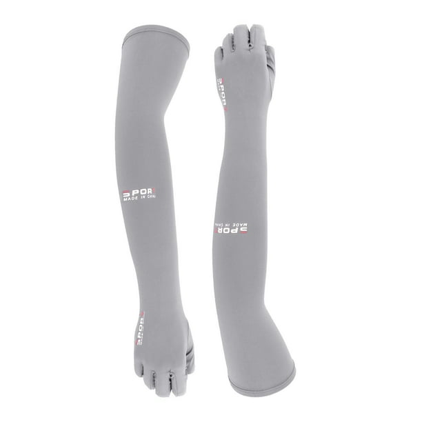 Guantes sin dedos con mangas refrescantes para hombres y mujeres, puños UV antideslizantes para deportes Gris