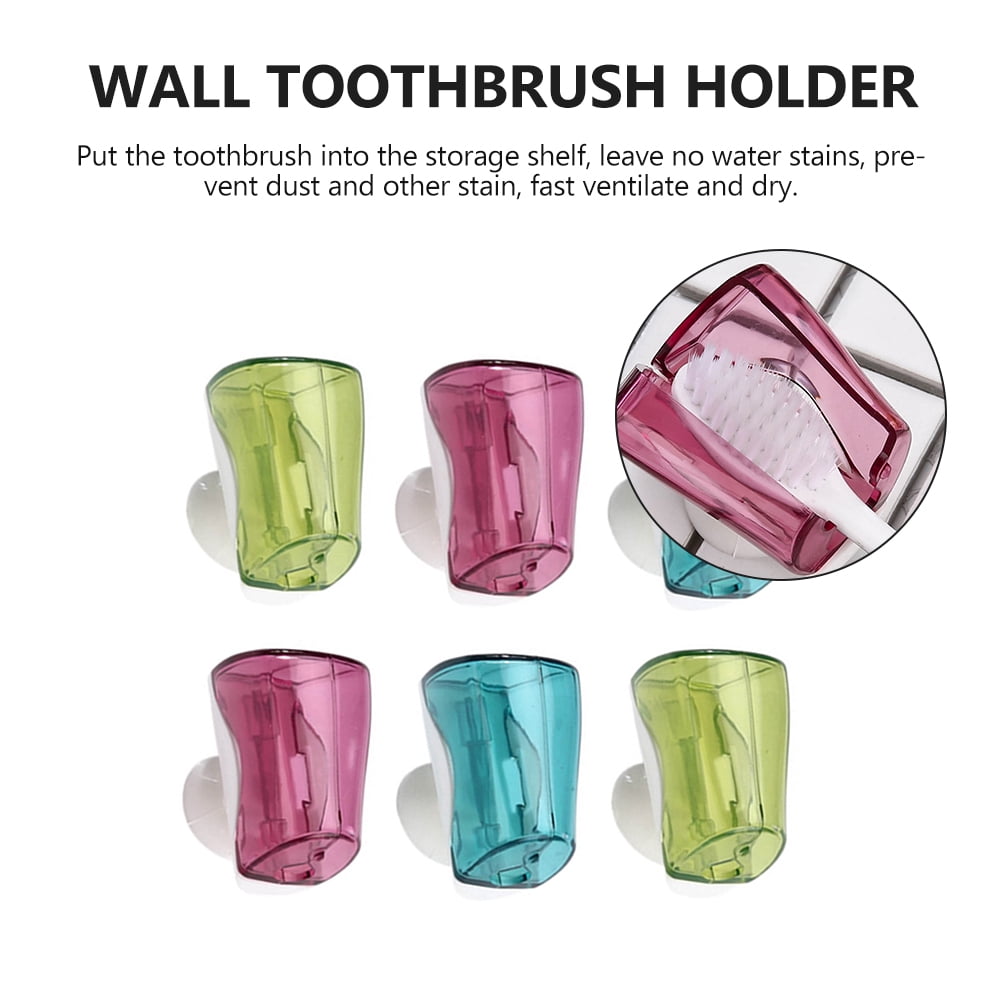 6Pcs Home Bathroom Wall Toothbrush Stand Suction Cup Design Toothbrush Holder