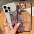thumbnail image 4 of Compatible with iPhone Case,Gradient Glitter Diamond Butterfly Electro Plated Bumper Camera Lens Protection Clear Soft Shockproof Cover Phone Case (Pink,iiPhone 12 Pro), 4 of 8