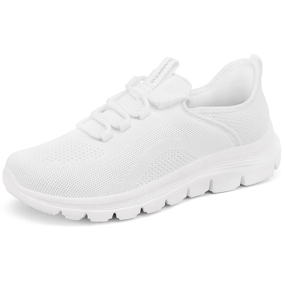 Rumpra Women Step-In Slip On Walking Sneakers, Hands-Free No-Bend Design, Breathable Knit Lightweight Shoes, Cushioned EVA Non-Slip Outsole for Work & Daily Wear