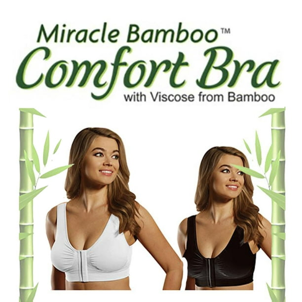Miracle Bamboo Comfort Bra Deluxe All Day Best Lift Comfort And Support  Seamless Wireless Design- Med 35-37 - Set of 2