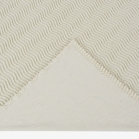 Twin Natick Collection Wavy Channel Stripes Design 100% Cotton Tufted Unique Luxurious Bedspread Ivory - Better Trends