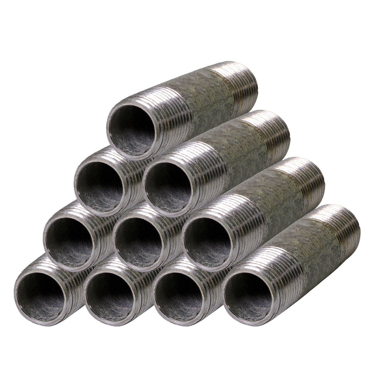 Supply Giant 1-1/4" x 4-1/2", Steel Pipe, pre cut Industrial Pipe, Threaded Pipe Nipples and Fittings, Build Vintage DIY Furniture, Galvanized (Pack Of 10)