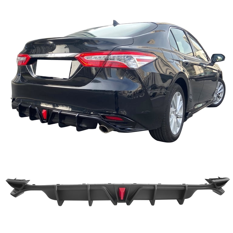 Rear Bumper Diffuser With LED Light For 2018-2024 Toyota Camry - Glossy Black Rear Lip Spoiler