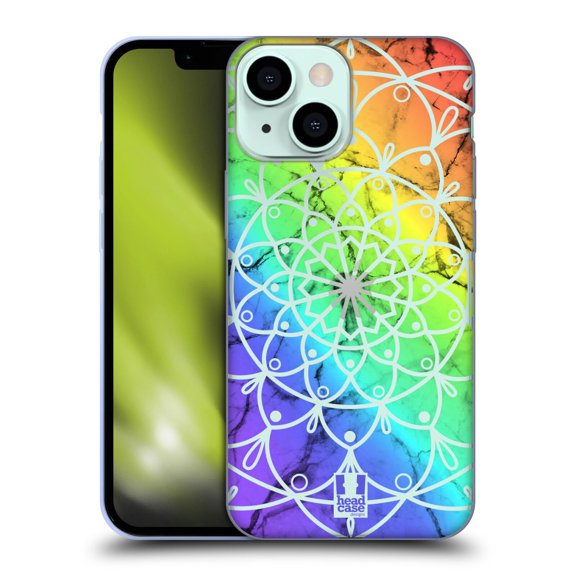Head Case Designs Marbles And Mandala Rainbow Soft Gel Case Compatible with Apple iPhone 13 Mini