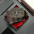 thumbnail image 2 of SENDEFN Western Cowboy Belt for Men Women Longhorn Bull Buckle Belts Floral Engraved Embossed Pattern 1.5" Wide for Jeans, 2 of 7