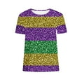 thumbnail image 5 of Cadancy Mardi Gras Tshirts Women Rave Party Holiday Graphic Crew Neck Short Sleeve Tops Funny Trendy Casual Loose Blouse Glitter Carnival Outfits, 5 of 5