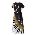 thumbnail image 6 of Uourmeti Girls Summer Dress Music Notes Piano Print Short Sleeve Round Neck Flowy Tiered Casual Long Maxi Dress with Pockets, Size 7-8 Years, 6 of 7