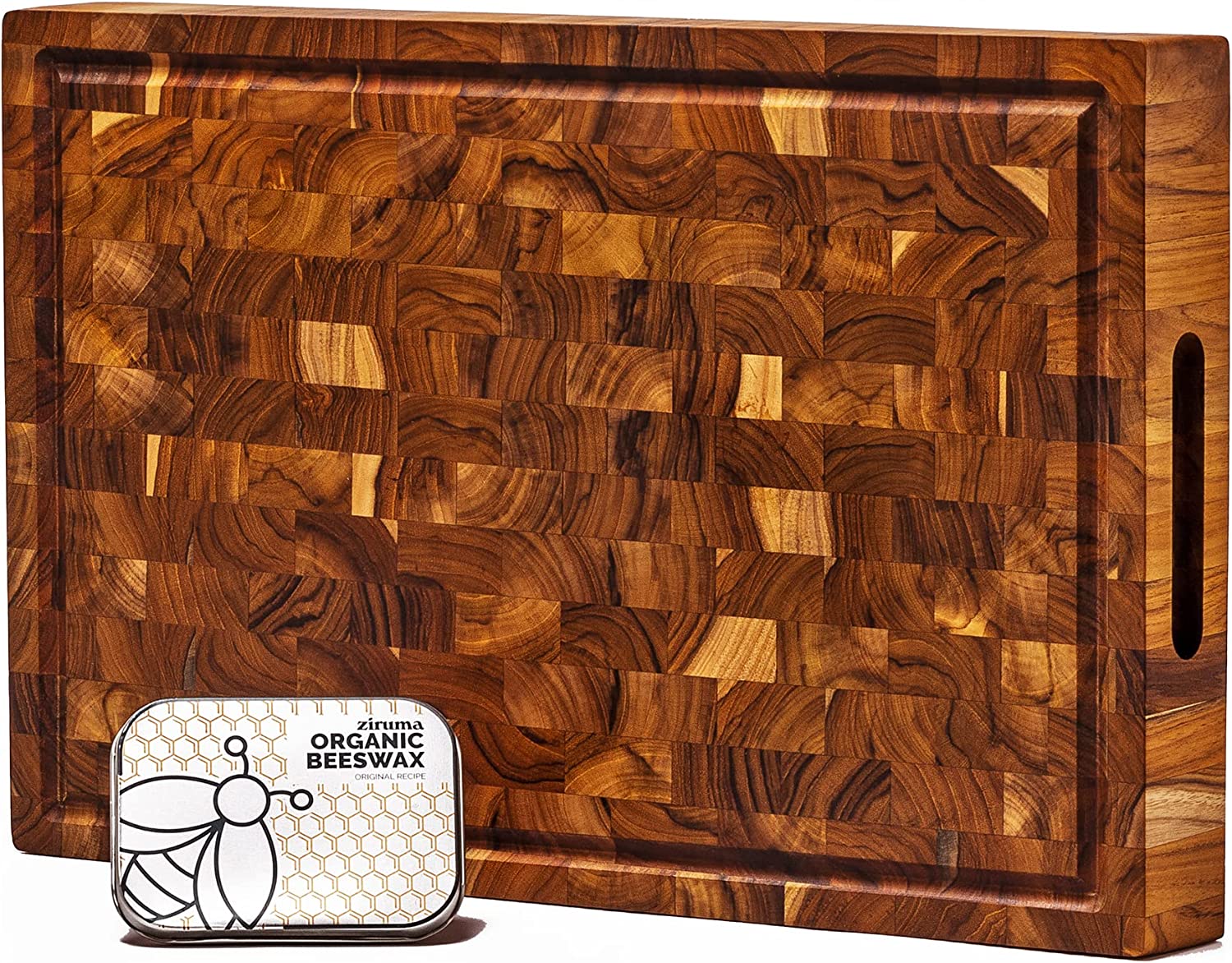 End Grain Butcher Block Cutting Board [2" Thick] Made of Teak Wood