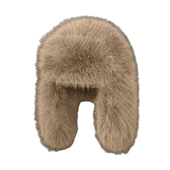 HUANLEDASH Women Winter Imitation Mink Lei Feng Hat Solid Color Plush Hat Thickened Warm Ski Coldproof Earflap Hat