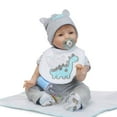 thumbnail image 1 of NPK 22" Silicone Lovely Baby Doll with Dinosaur Shape Bib Gray Clothes, 1 of 2