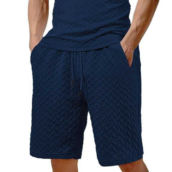 Men's Jacquard Athletic Shorts High Waisted Knee Length Sweatpants Drawstring Elastic Waist Joggers Pants Baggy Relaxed Fit Chino Shorts Workout Running Yoga Pant with Pockets