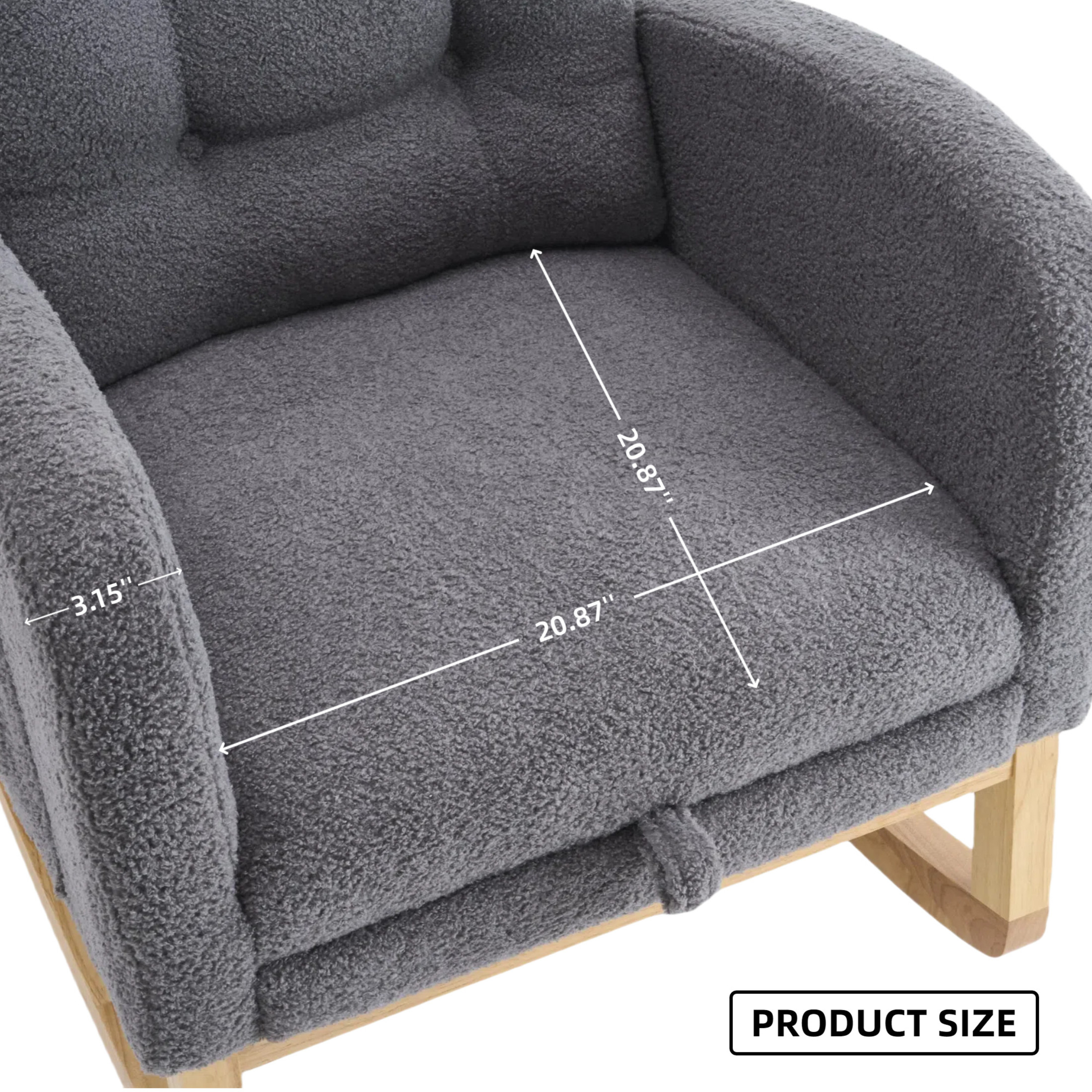 Noble House Byana Upholstered Accent Rocking Chair with Footrest, Rubber Wood High-Back Rocker Lounge Chair, Dark Gray