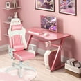 thumbnail image 4 of Gymax Gaming Desk & Chair Set 47'' Z-Frame Table Adjustable High-Back Chair Pink, 4 of 10