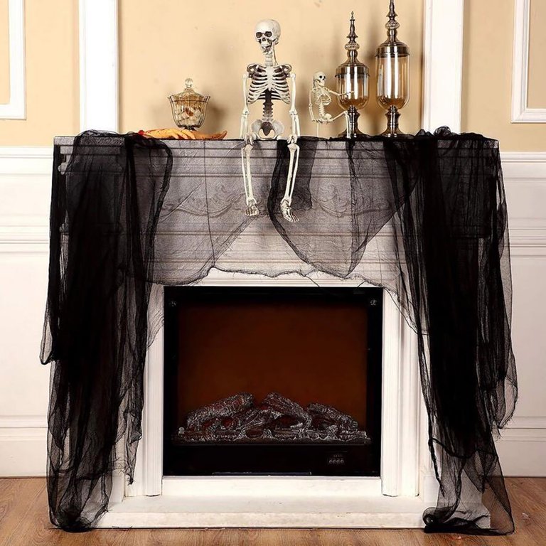 Henbrandt Halloween Creepy Cloth Decoration – 2m X 75cm Black Cobweb Fabric For Indoor/Outdoor Use