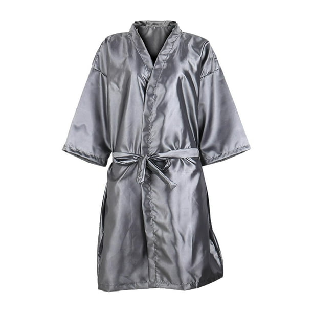 Bata de salón para mujer, transpirable, cómoda, con cuello en V, para clientes profesionales, barbería Gris