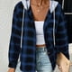 thumbnail image 3 of Sudadera Chaqueta informal para mujer Camisas a cuadros con botones de un solo pecho Chaquetas diarias de primavera Ygjytge Azul T XXL para Mujer, 3 of 5