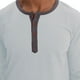 thumbnail image 5 of Blusas y camisas de manga larga con cuello redondo para hombre, color liso, informales, a la moda, con botones, cuello redondo, manga larga, blusa de poliéster para hombre, 5 of 6