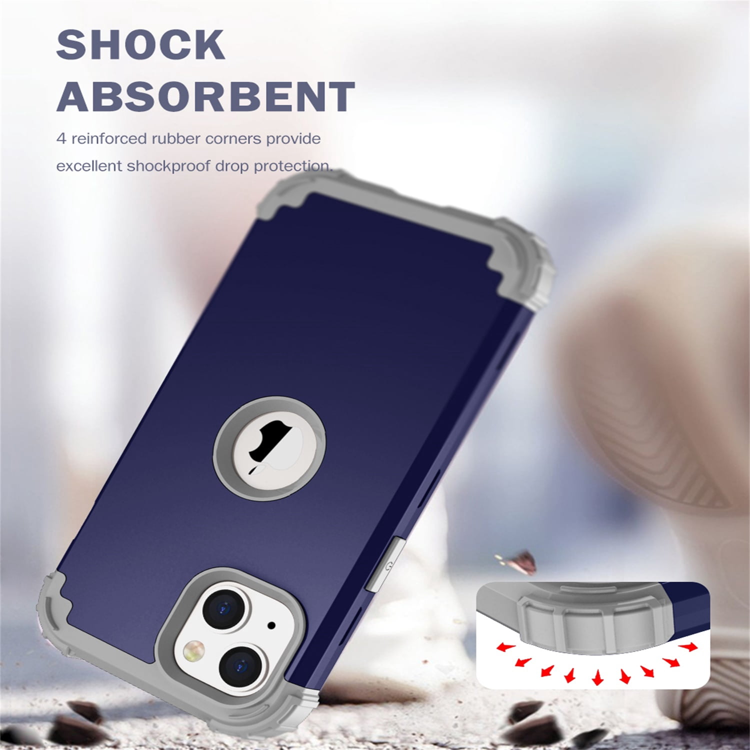 iPhone 14 Plus Case 6.7 inch 2022, Allytech Heavy Duty Hybrid Hard PC Back + Soft TPU Inner + Front PC Frame Drop Protection Case for iPhone 14 Plus 5G, Darkblue