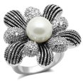 thumbnail image 1 of Alamode 3W294-9 Women Rhodium Brass Ring with Synthetic in White - Size 9, 1 of 1