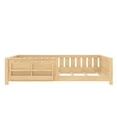 thumbnail image 4 of Queen Size Platform Bed with Built-in Bookshelf, Wooden Queen Floor Bed with Guardrail, Low-Profile Bed Queen, Light Natural, 4 of 11