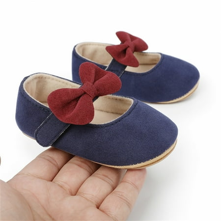 

Toddler Kids Girls Soild Colour Bowknot Princress Shoes Soft Sole The Floor Barefoot Non Slip First Walkers Prewalker Shoes