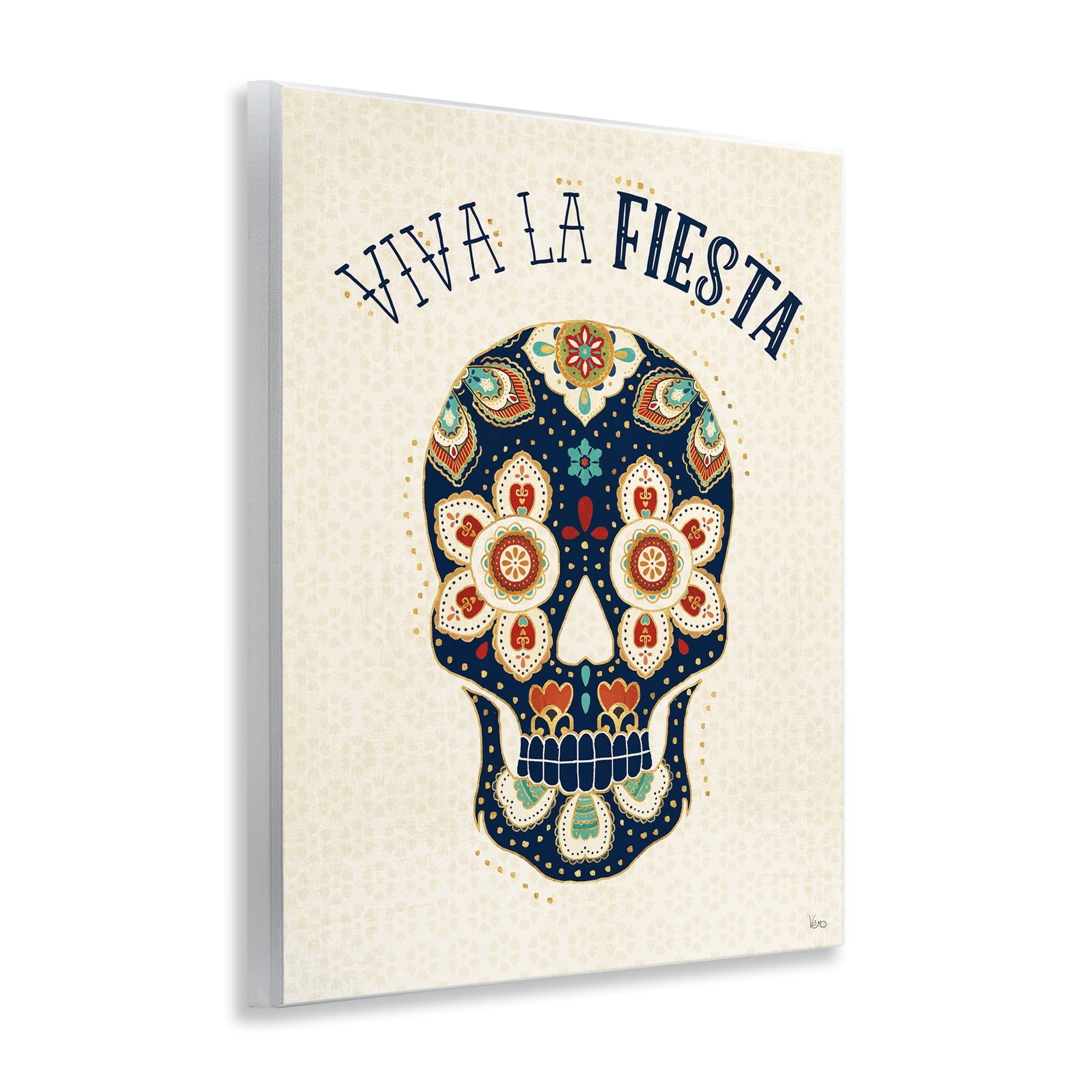 Stupell Industries Viva la Fiesta Calavera Inspirational Quotes & Sayings Painting Unframed Art Print Wall Art, 11 x 14
