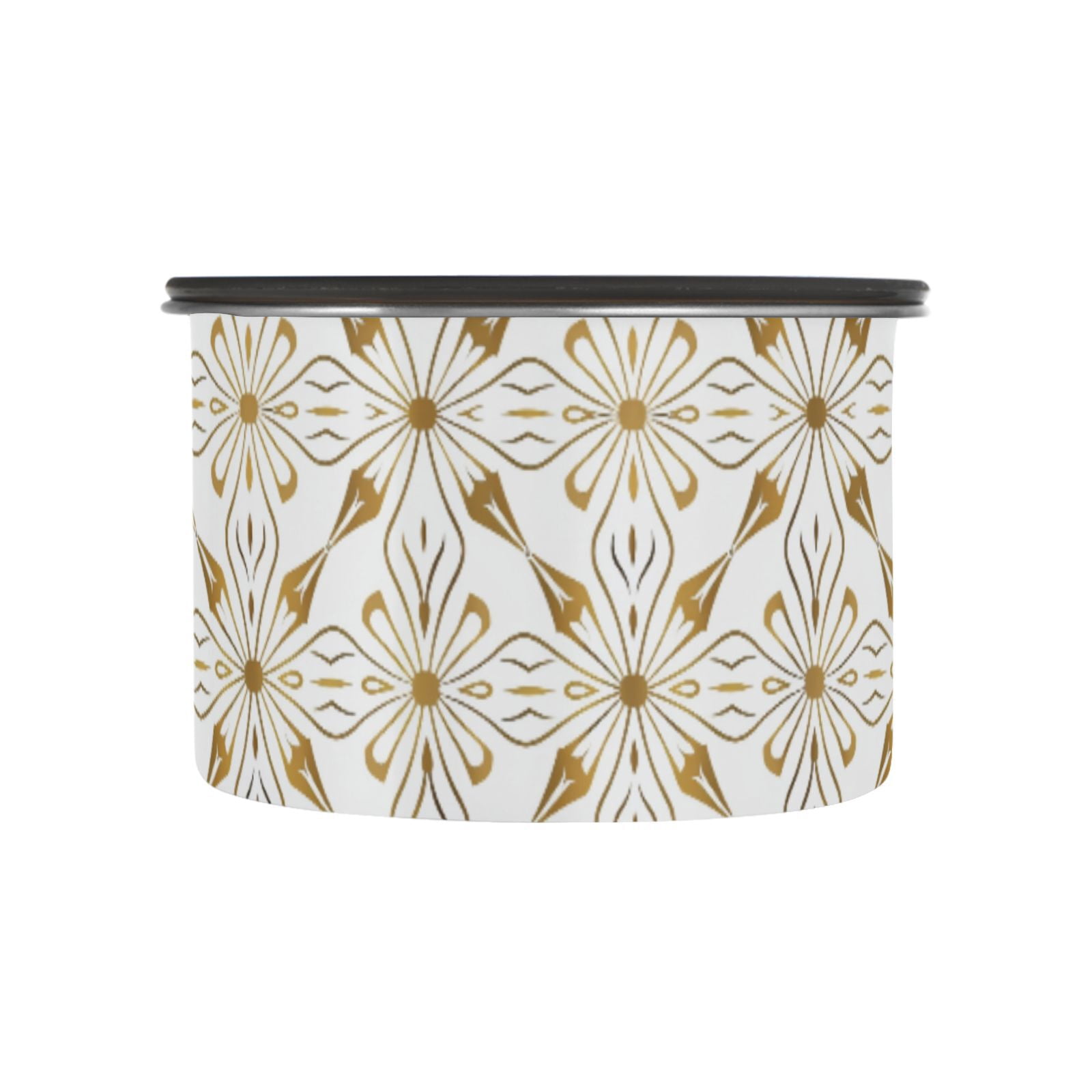 Geometric Flower Gold Airtight Coffee Bean Canister 30oz Food Storage Containers with Lids For Gournd, Tea, Sugar, Flour, Rice, Cereal, Candy Cookie Jar