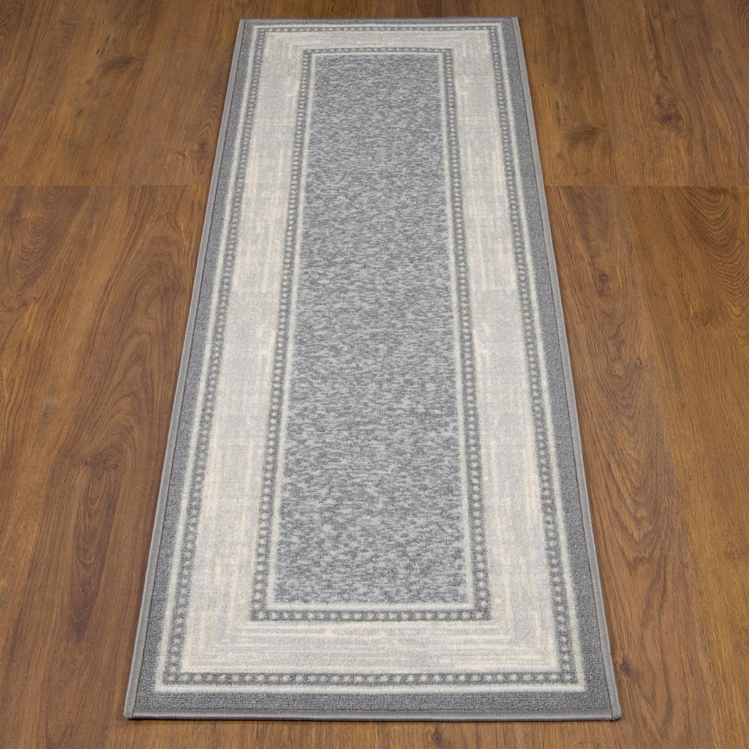 Tapis contemporain conception bordée à motif et à sous-couche en caoutchouc de la collection Ottohome