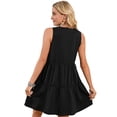 thumbnail image 3 of Women's Summer Solid Color Sleeveless Dress V-neck Tank Top Pleated Loose Dresses, 3 of 7