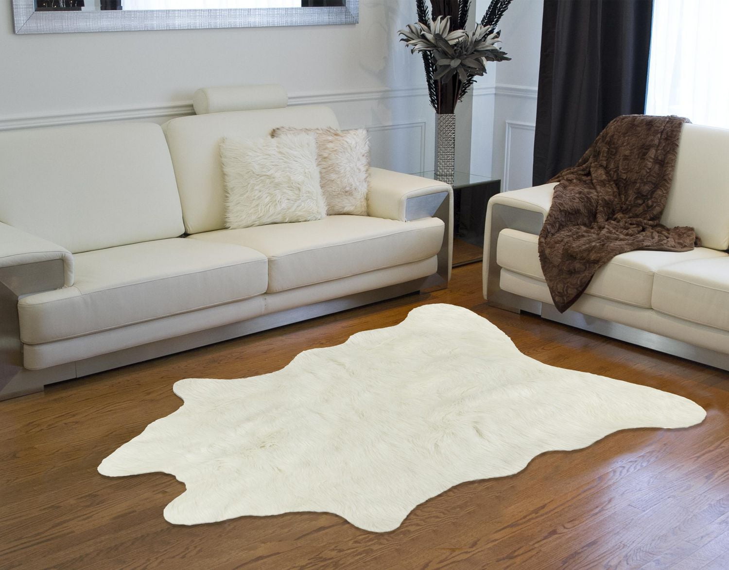 H-Luxe Faux Fur Cowhide Rug