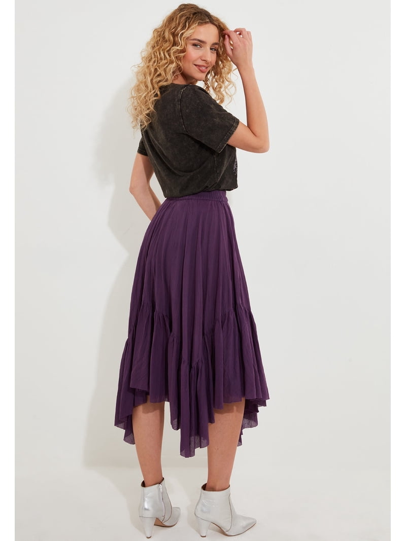 Joe Browns Women's Plus Size Handkerchief Hem Crinkle Midi Skirt