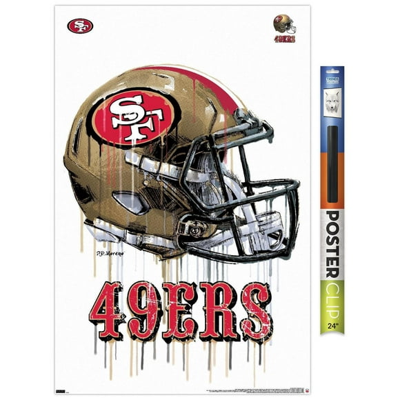 NFL San Francisco 49ers - Drip Helmet 20 Wall Poster with Push Pins, 22.375" x 34"